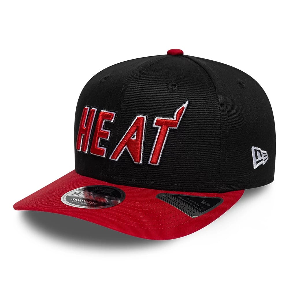 Pictured is this NBA Hardwood Classic Miami Heat 9FIFTY Snapback cap in black. 1