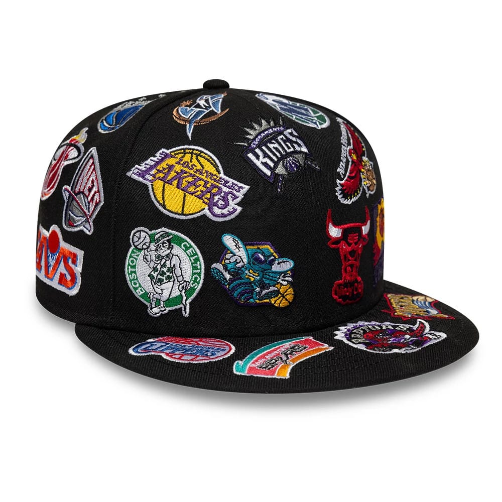 Pictured is this NBA Hardwood Classic All Over 59FIFTY Fitted cap in black. 4