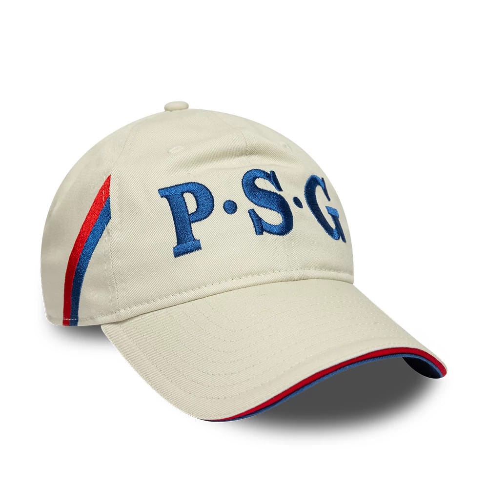 Pictured is this Paris Saint Germain 86 9TWENTY cap in light beige. 1