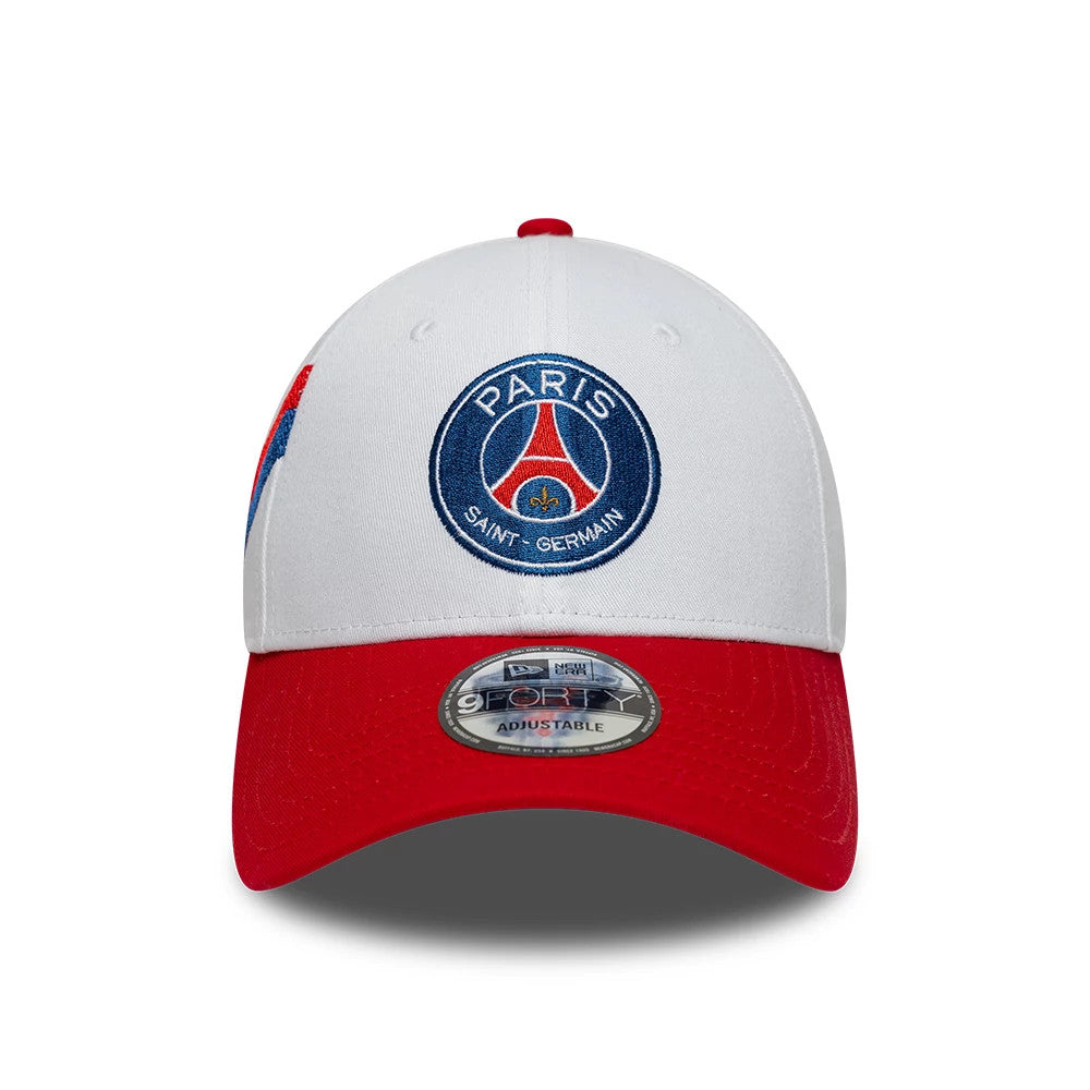 Pictured is this Paris Saint-Germain 86 9FORTY cap in white & red. 3