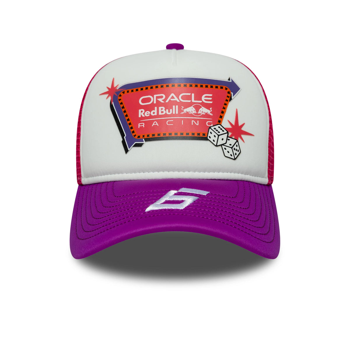 Pictured is this Red Bull Racing Vegas Race Special 9FORTY A-Frame Trucker cap in White. 3