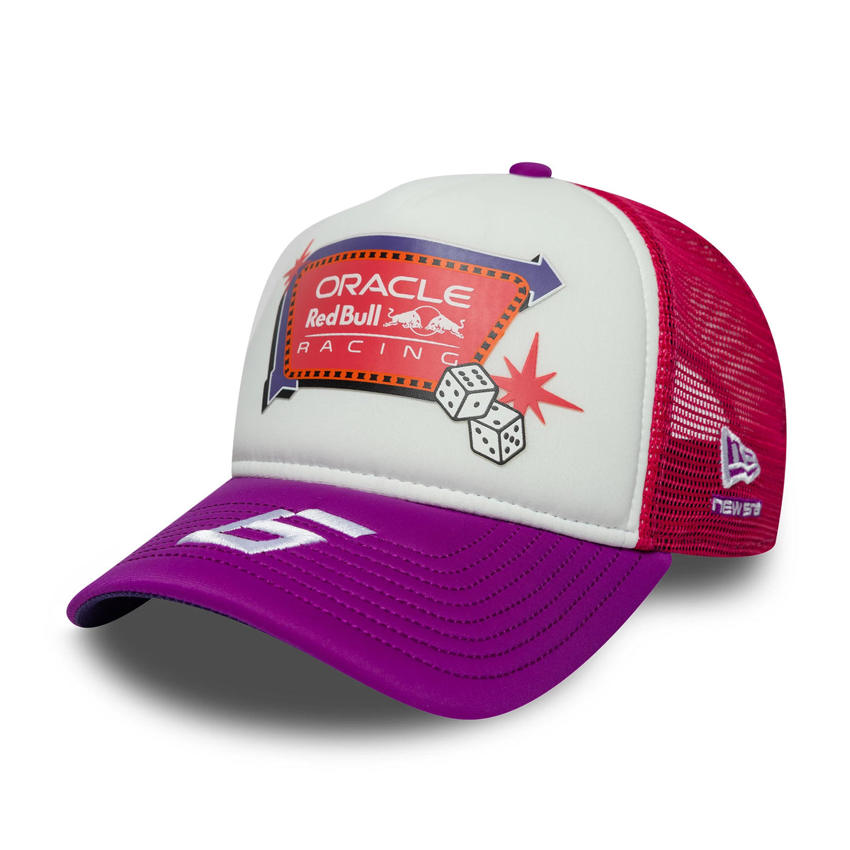 Pictured is this Red Bull Racing Vegas Race Special 9FORTY A-Frame Trucker cap in White. 1