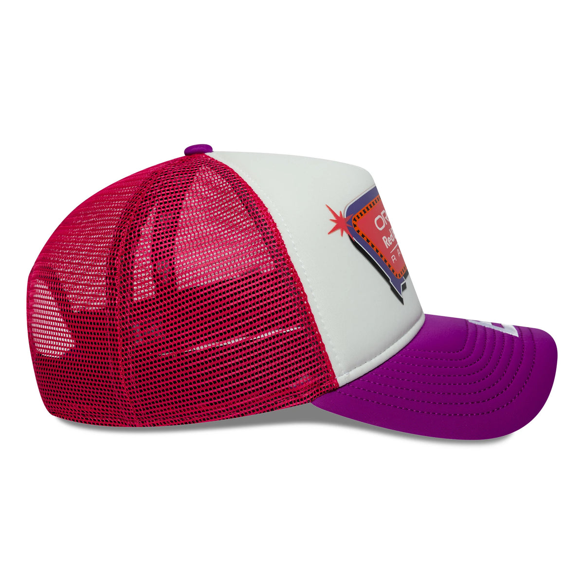 Pictured is this Red Bull Racing Vegas Race Special 9FORTY A-Frame Trucker cap in White. 7