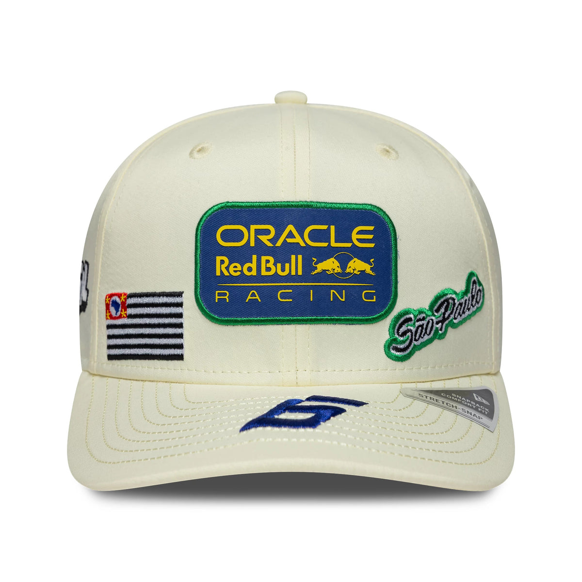 Pictured is this Red Bull Racing Brazil Race Special 9SEVENTY Stretch Snap cap in cream. 2