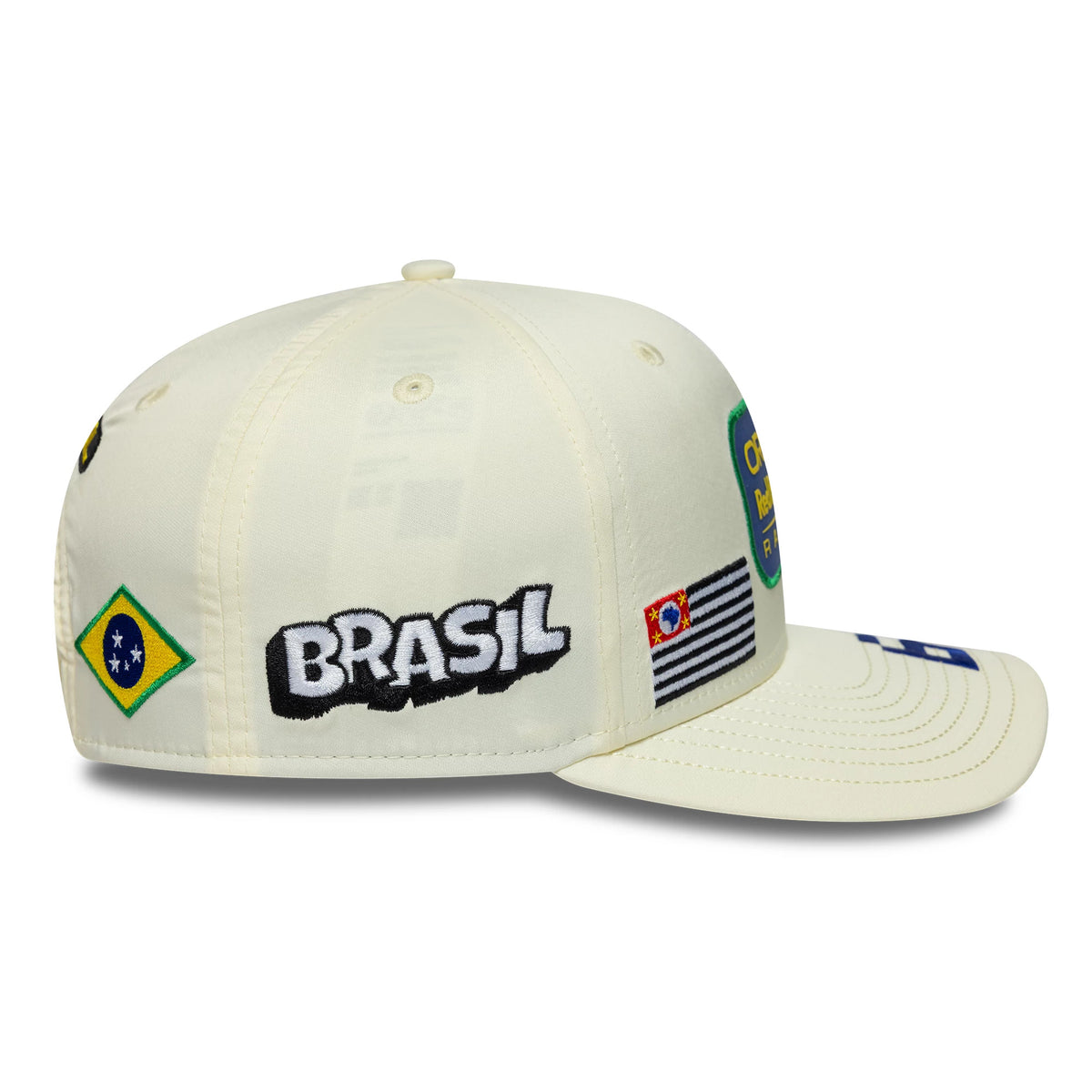 Pictured is this Red Bull Racing Brazil Race Special 9SEVENTY Stretch Snap cap in cream. 7