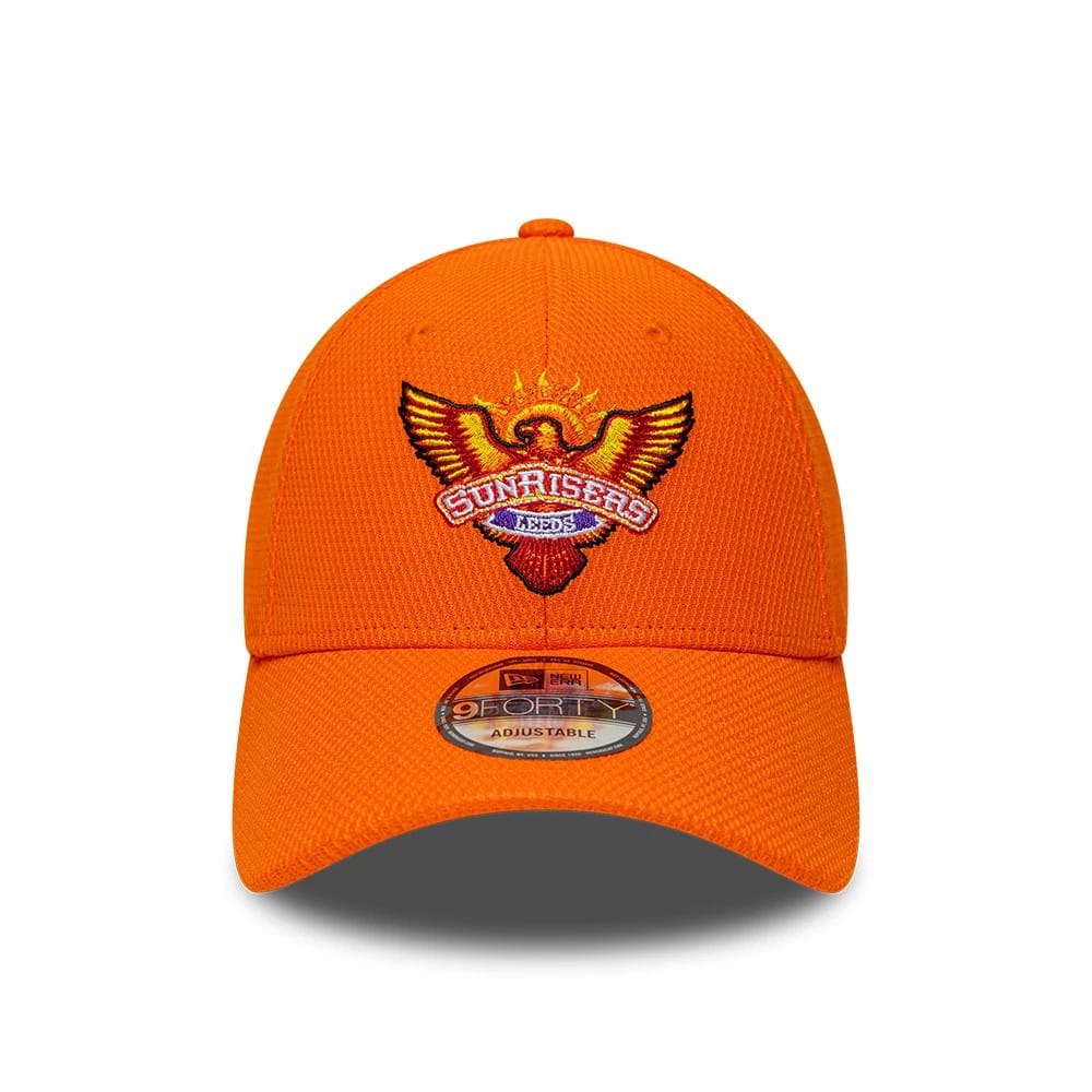 Pictured is this The Hundred 2026 Sunrisers Leeds 9FORTY Adjustable cap in orange. 2