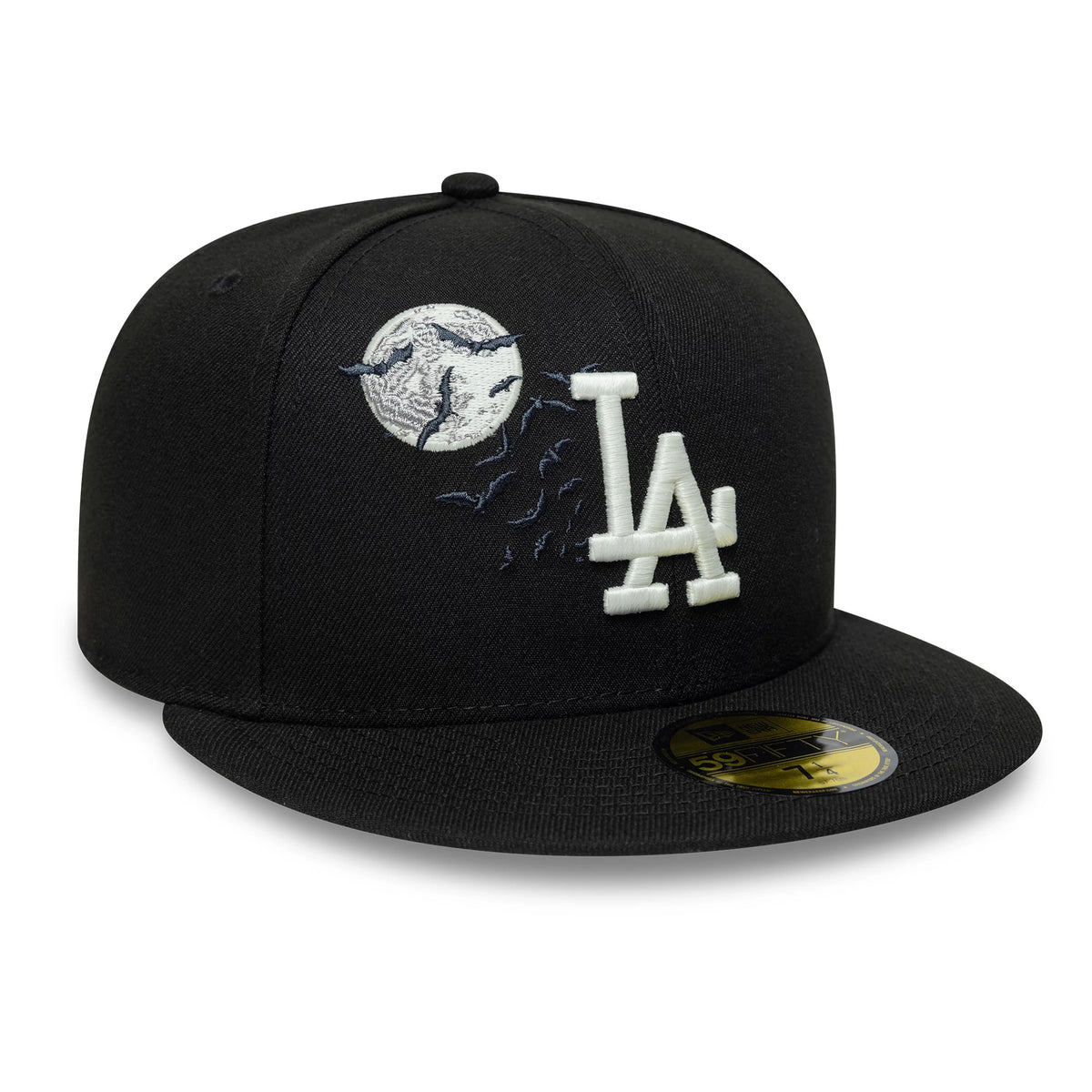Pictured is this MLB Bats LA Dodgers 59FIFTY Fitted cap in black. 1