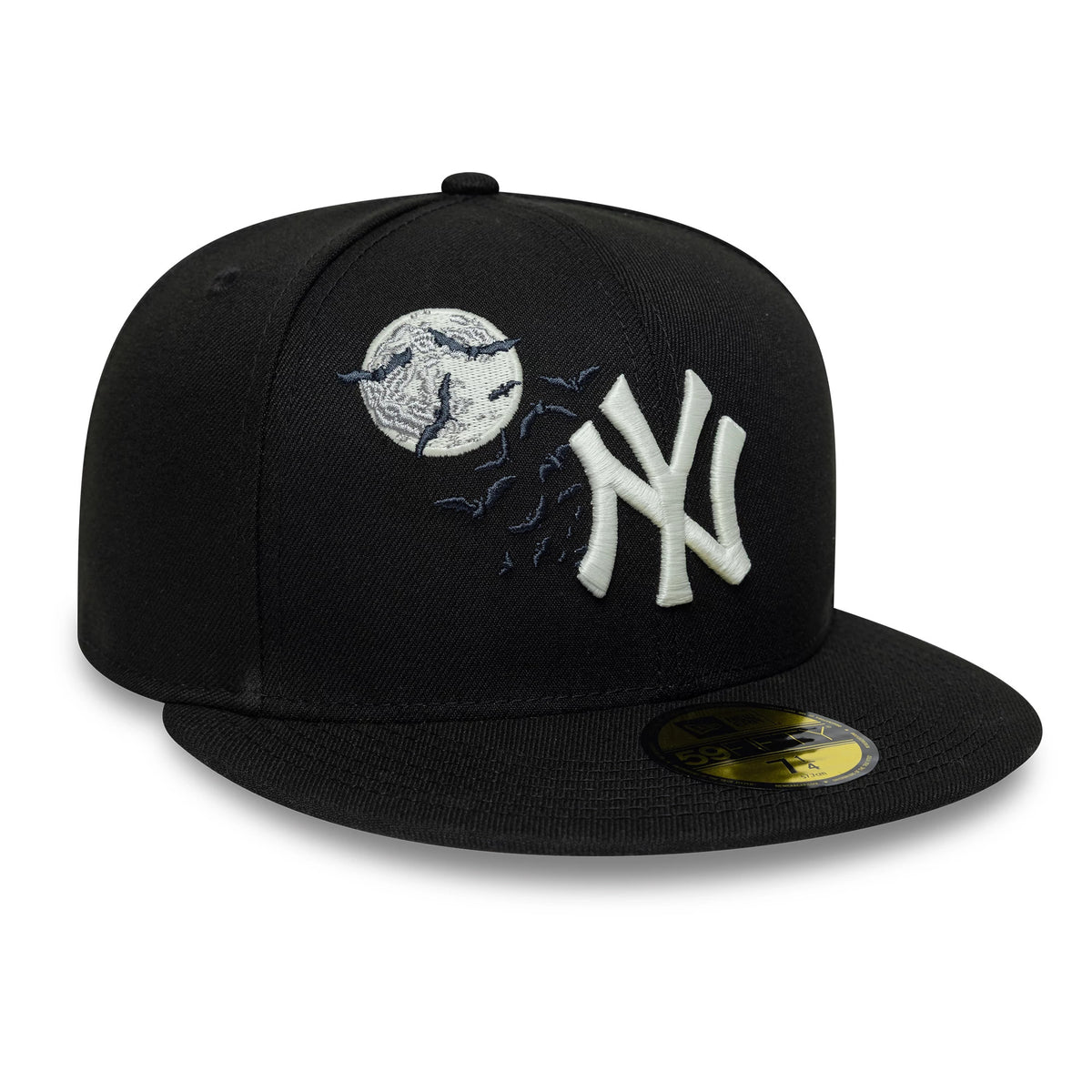 Pictured is this MLB Bats New York Yankees 59FIFTY Fitted cap in black. 1