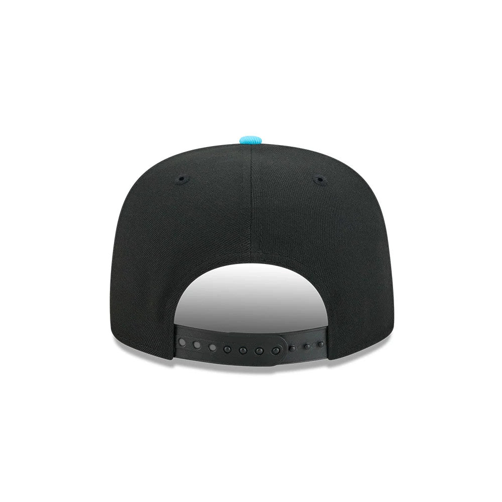 Pictured is this MLB Electrocute New York Mets 9FIFTY A-Frame Snapback cap in black. 6