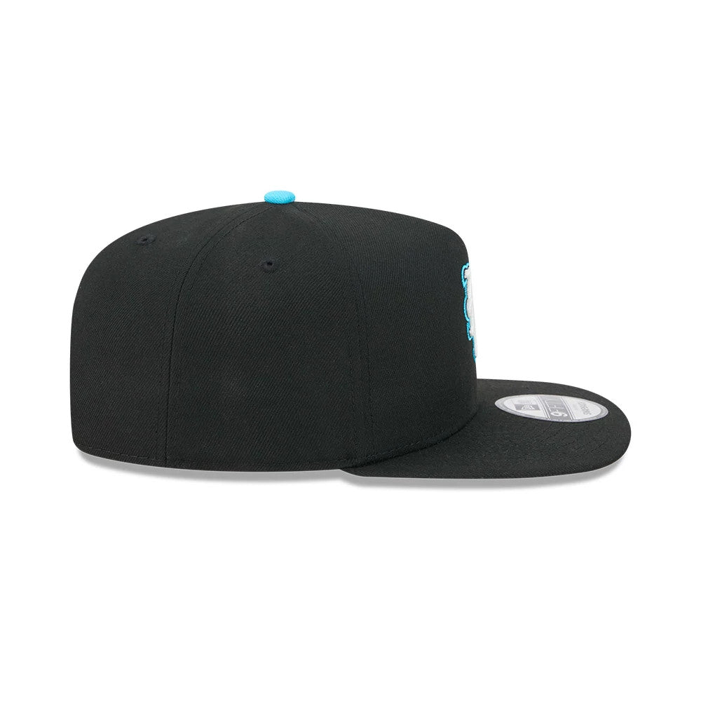 Pictured is this MLB Electrocute New York Mets 9FIFTY A-Frame Snapback cap in black. 7