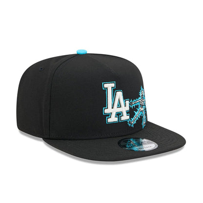 Pictured is this MLB Electrocute LA Dodgers 9FIFTY A-Frame Snapback cap in black. 4