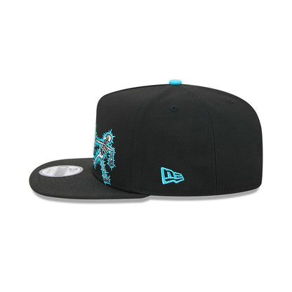 Pictured is this MLB Electrocute LA Dodgers 9FIFTY A-Frame Snapback cap in black. 5