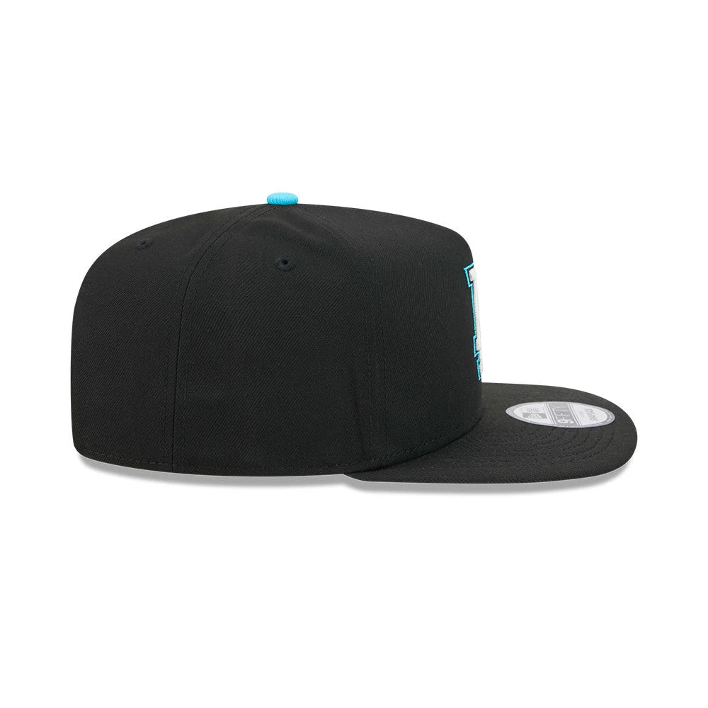 Pictured is this MLB Electrocute LA Dodgers 9FIFTY A-Frame Snapback cap in black. 7