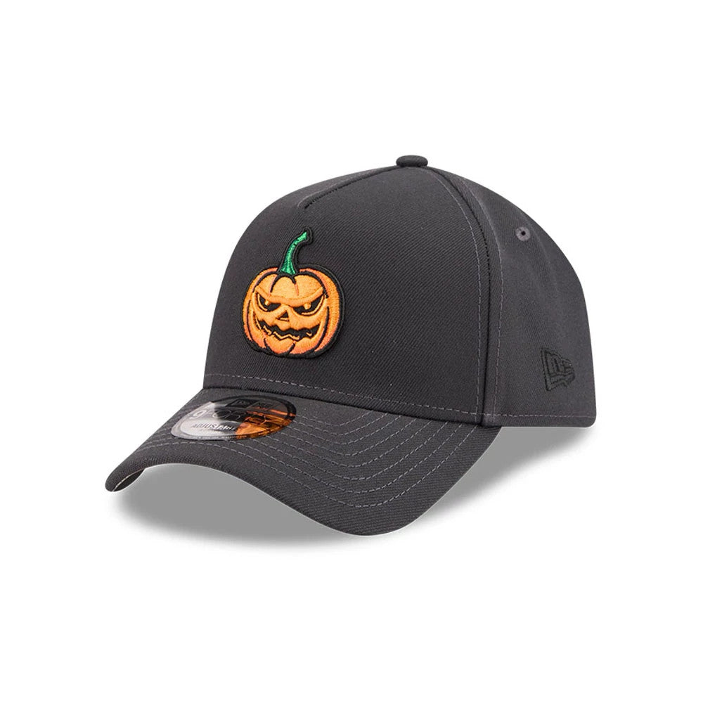 Pictured is this New Era Jack O Lantern 9FORTY A-Frame cap in black. 1