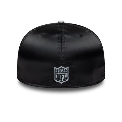 Pictured is this NFL Satin LA Raiders 59FIFTY Fitted cap in black & grey. 7
