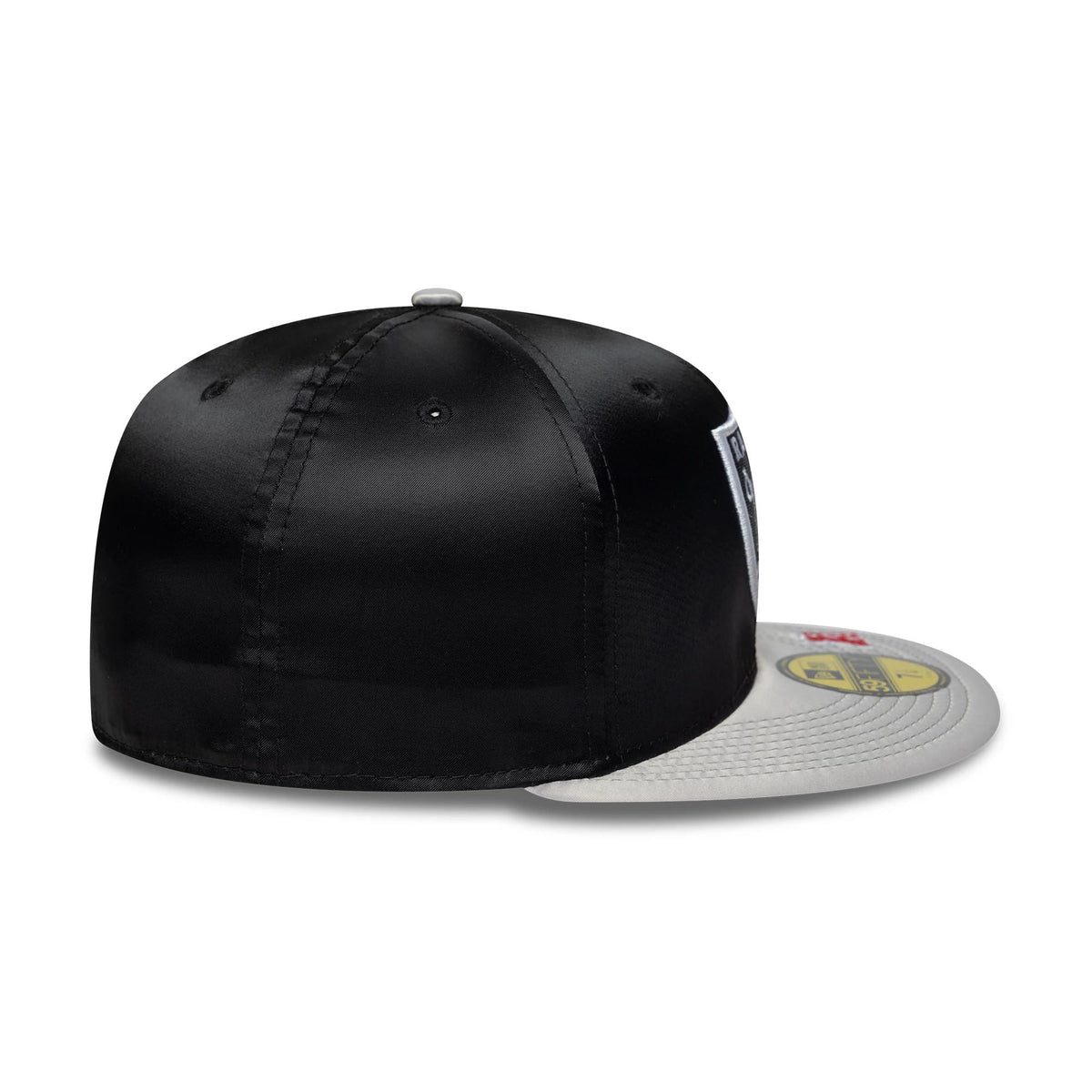Pictured is this NFL Satin LA Raiders 59FIFTY Fitted cap in black & grey. 6