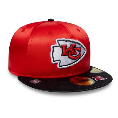 Pictured is this NFL Satin Kansas City Chiefs 59FIFTY Fitted cap in red & black. 4