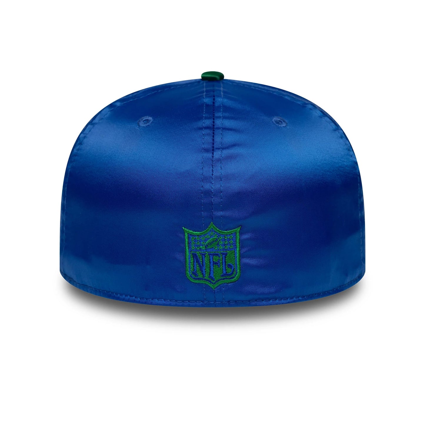 Pictured is this NFL Satin Seattle Seahawks 59FIFTY Fitted cap in blue & green. 5