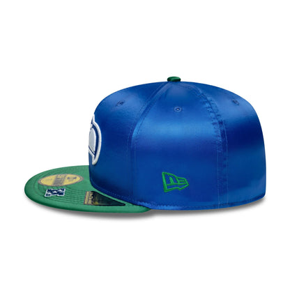 Pictured is this NFL Satin Seattle Seahawks 59FIFTY Fitted cap in blue & green. 6