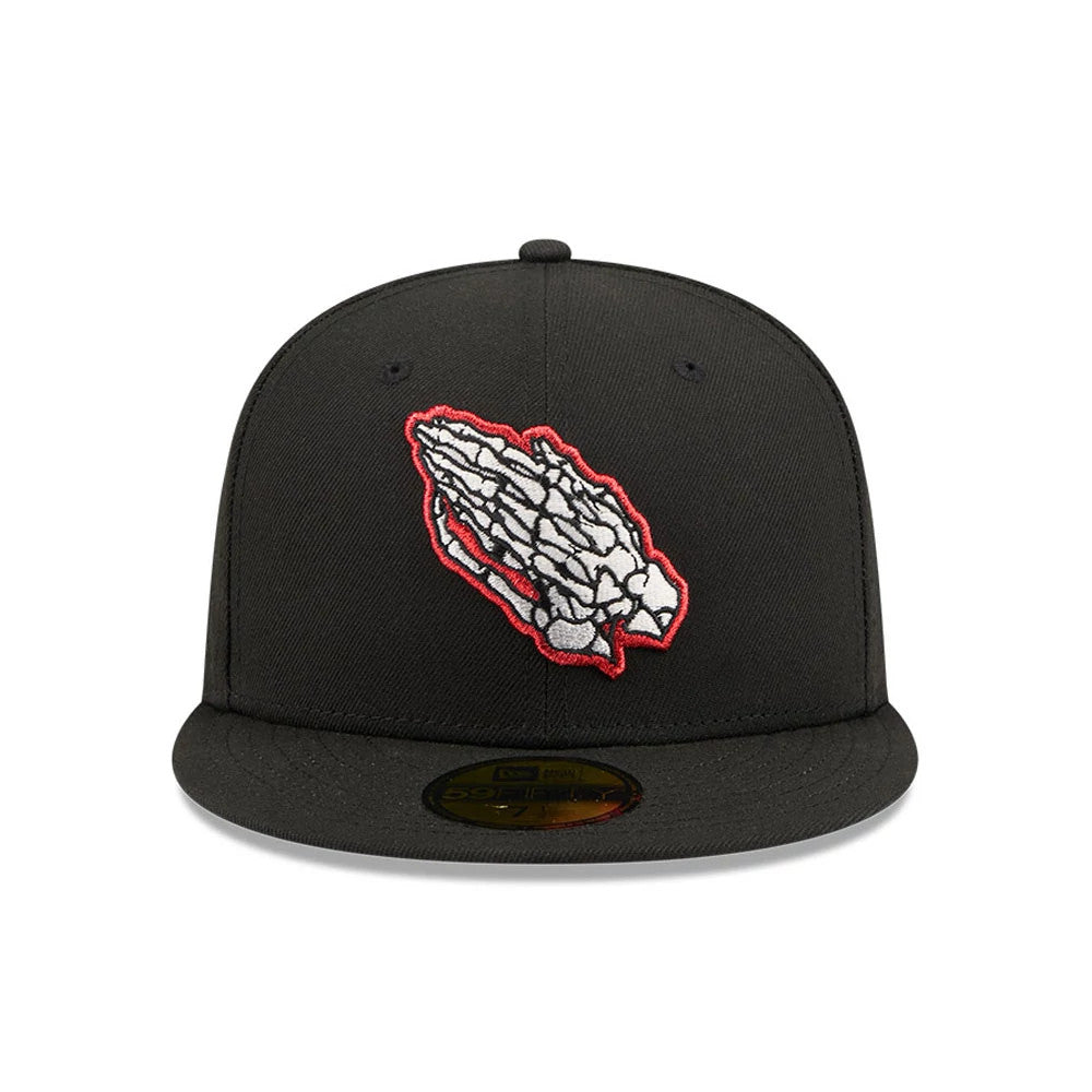 Pictured is this New Era Praying Skeleton 59FIFTY Fitted cap in black. 3