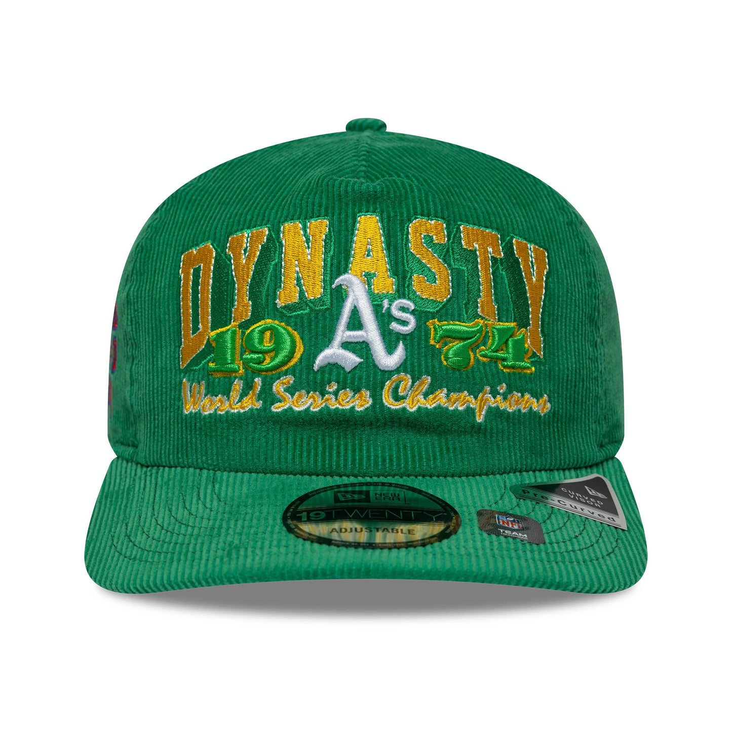 Pictured is this MLB Retro Dynasty Athletics Cord 19TWENTY cap in Green. 3