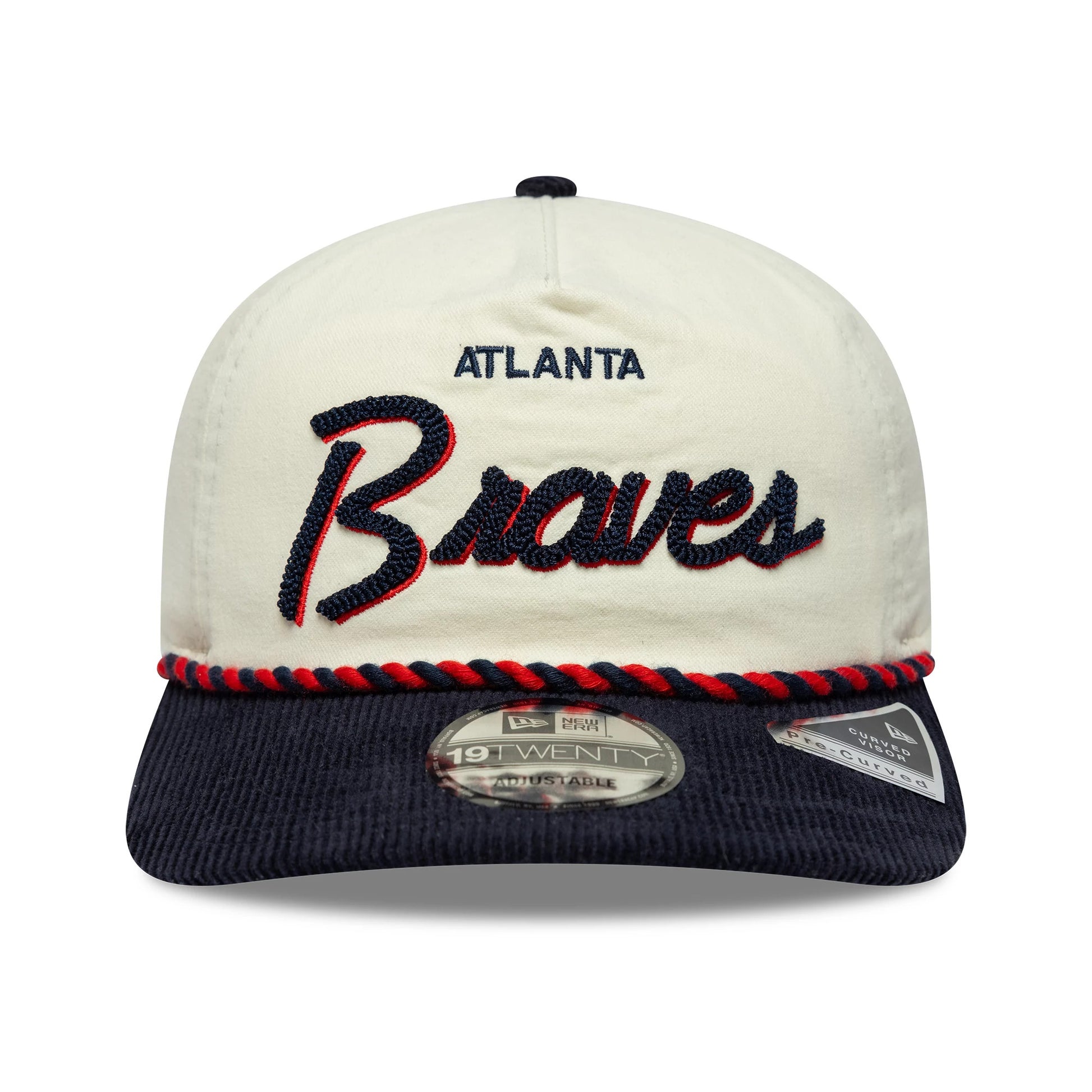 Pictured is this MLB Retro Dynasty Atlanta Braves 19TWENTY cap in cream & navy. 3