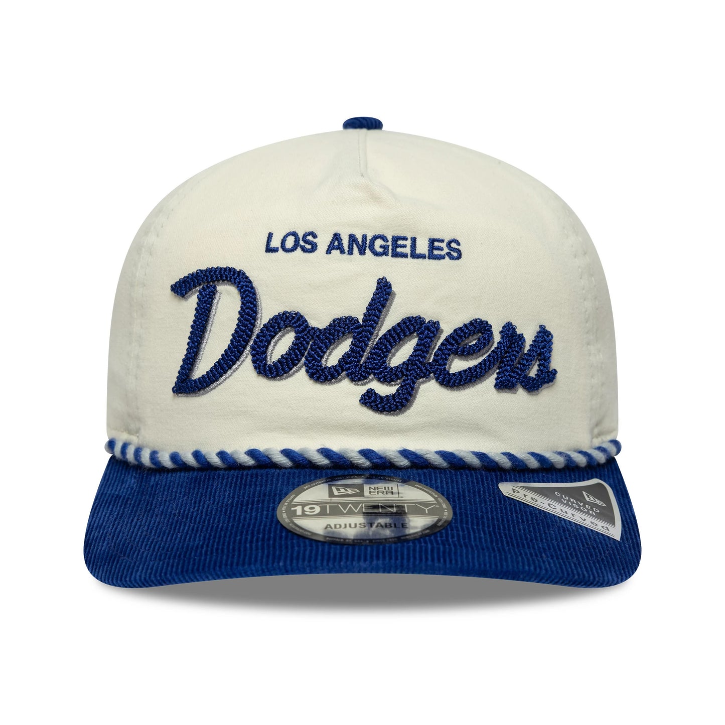 Pictured is this MLB Retro Dynasty LA Dodgers Cord 19TWENTY cap in cream & blue. 3