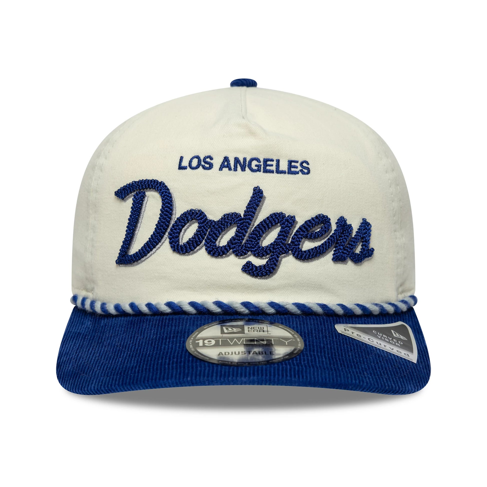 Pictured is this MLB Retro Dynasty LA Dodgers Cord 19TWENTY cap in cream & blue. 3