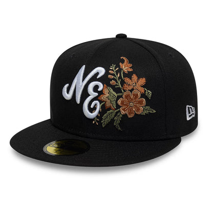 Pictured is this New Era Floral 59FIFTY Fitted cap in black. 1