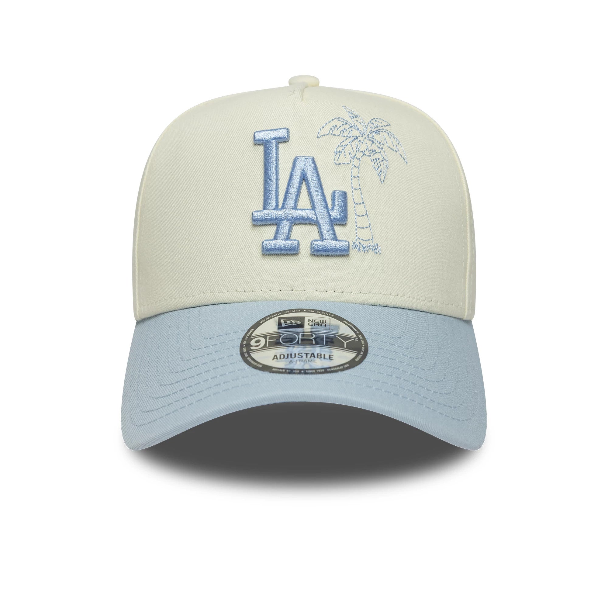 Pictured is this MLB Icon E-Frame LA Dodgers 9FORTY A-Frame cap in white. 2