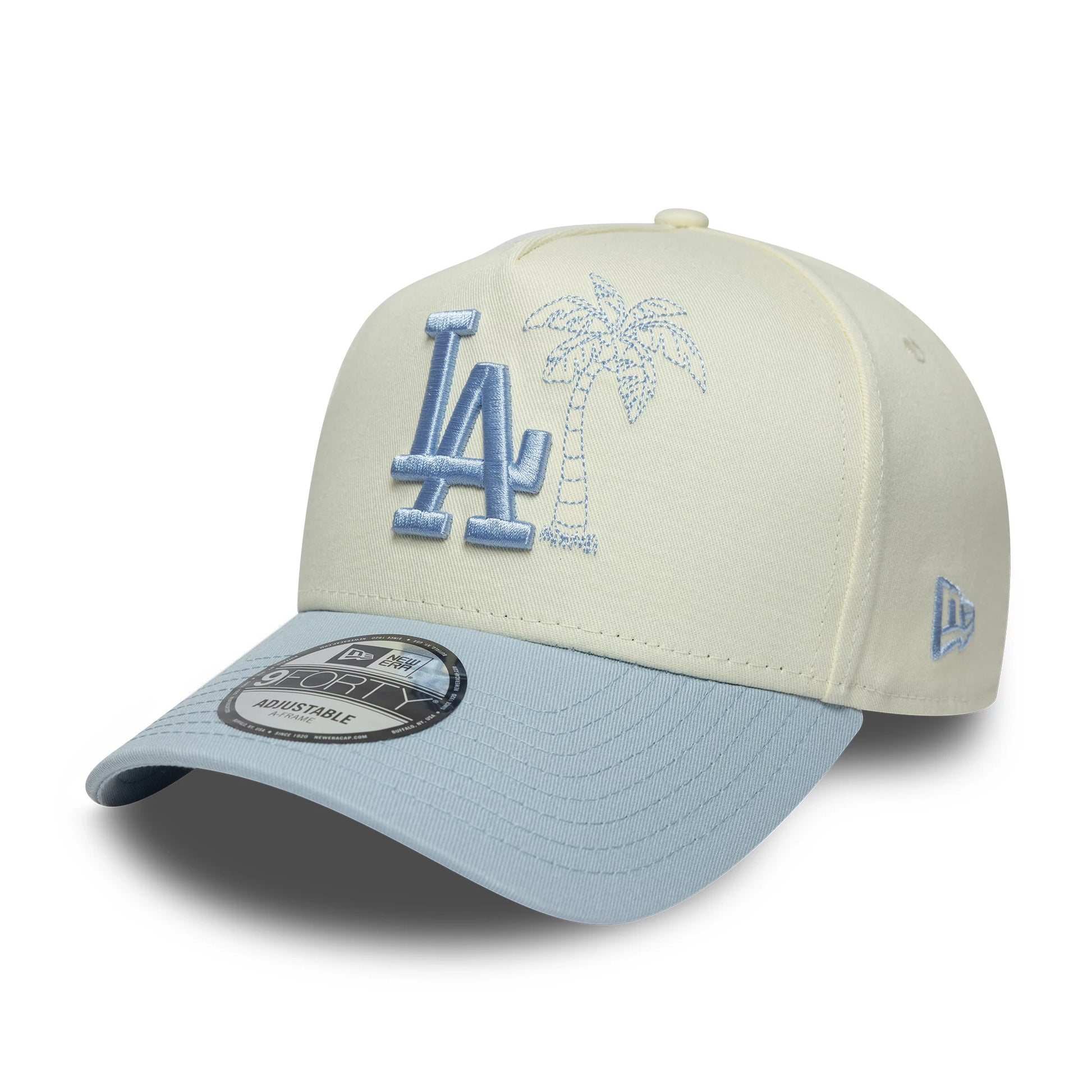 Pictured is this MLB Icon E-Frame LA Dodgers 9FORTY A-Frame cap in white. 1