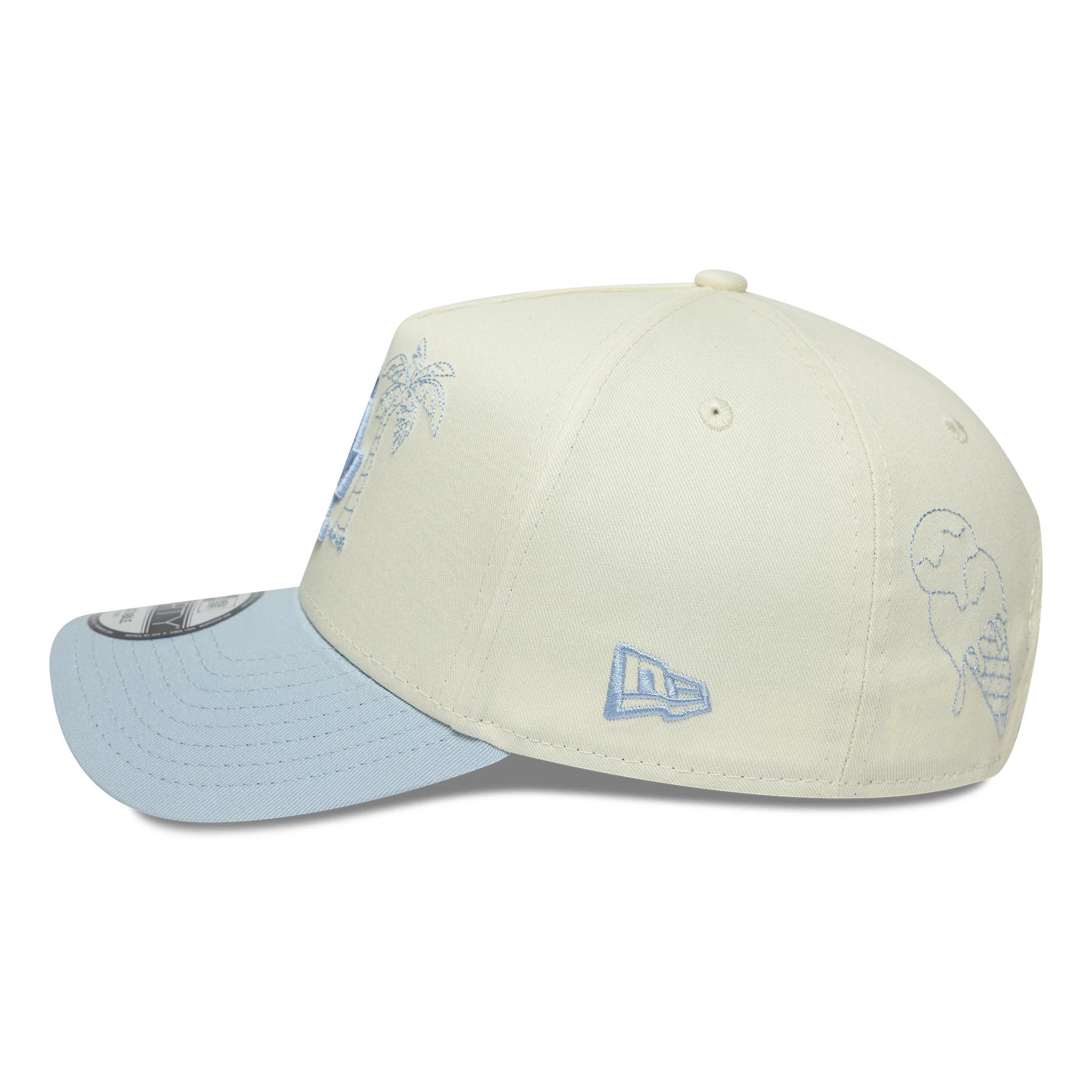 Pictured is this MLB Icon E-Frame LA Dodgers 9FORTY A-Frame cap in white. 5