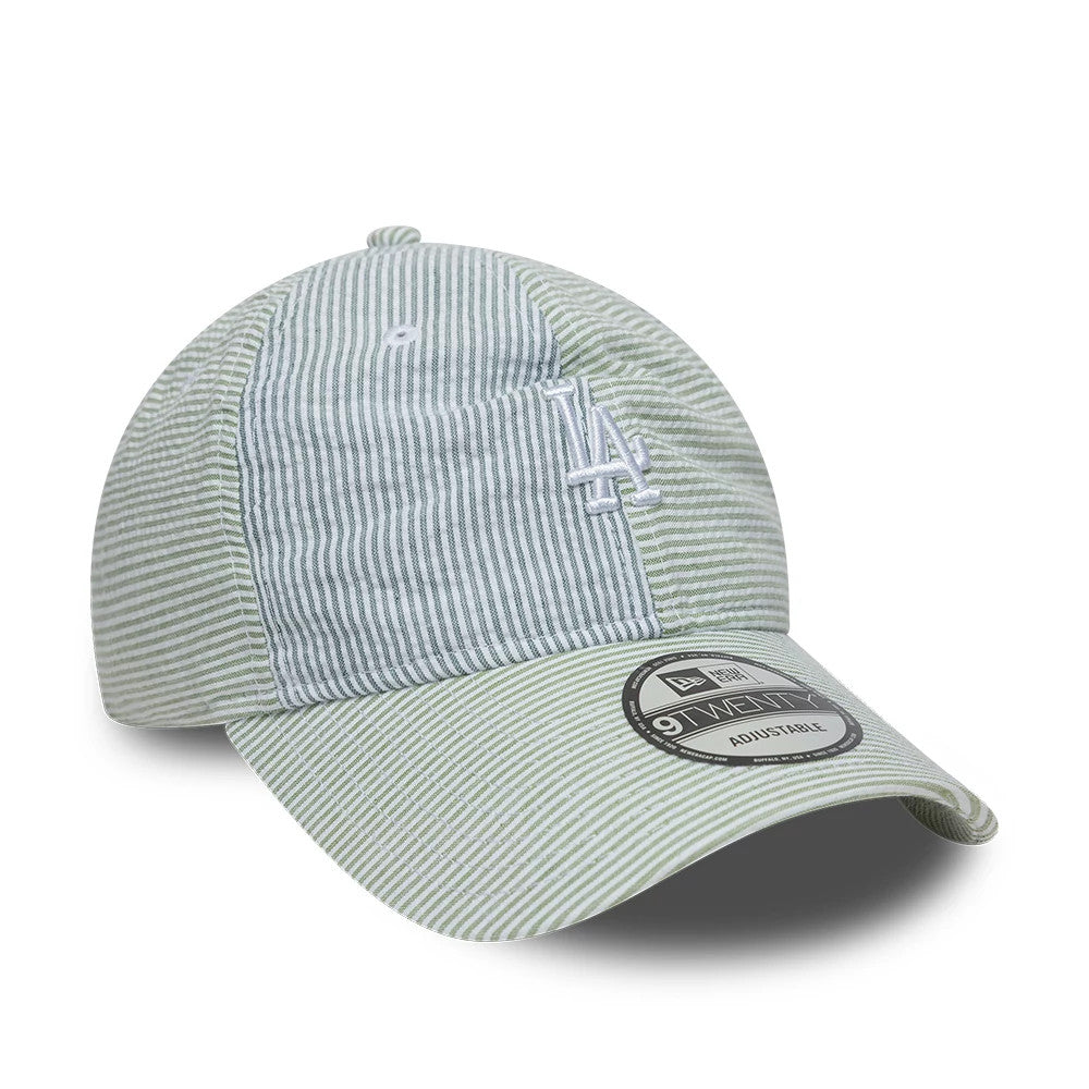 Pictured is this MLB Stripe LA Dodgers 9TWENTY cap in green and blue. 3