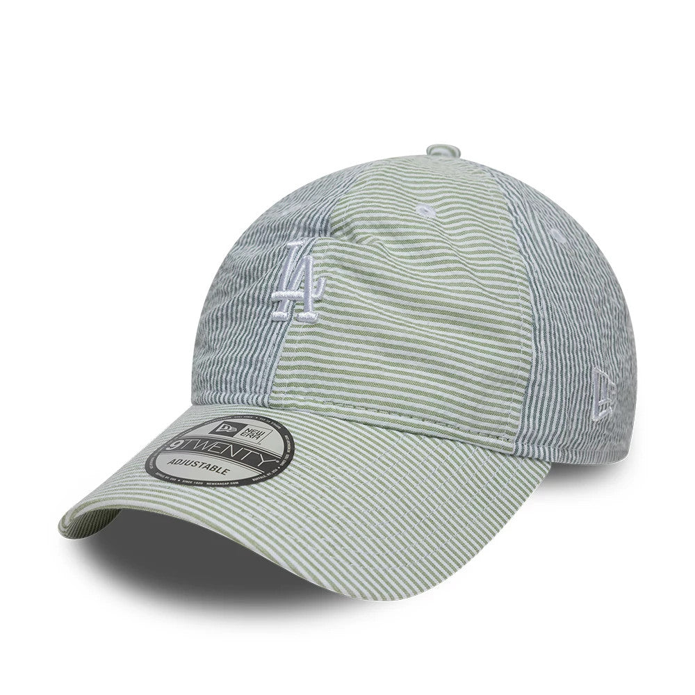 Pictured is this MLB Stripe LA Dodgers 9TWENTY cap in green and blue. 1