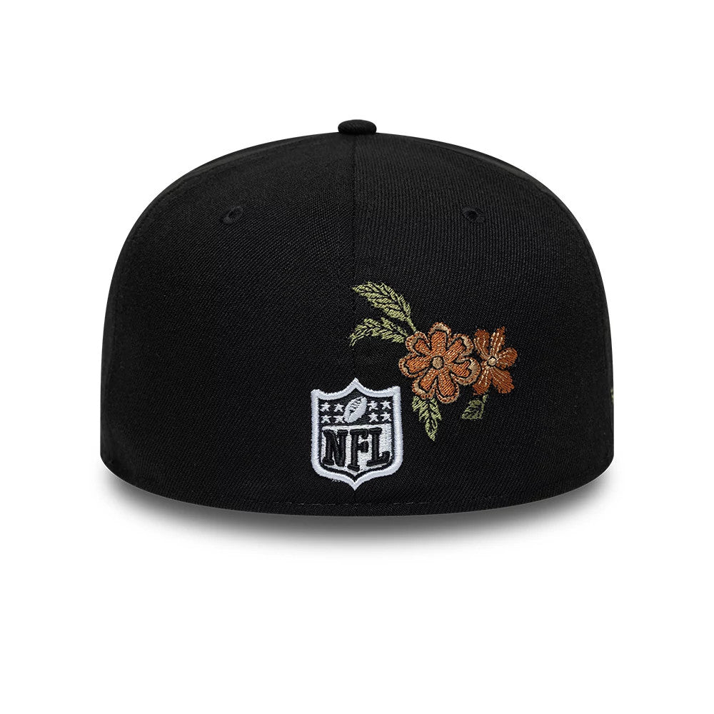 Pictured is this NFL Floral Las Vegas Raiders 59FIFTY Fitted cap in black. 4