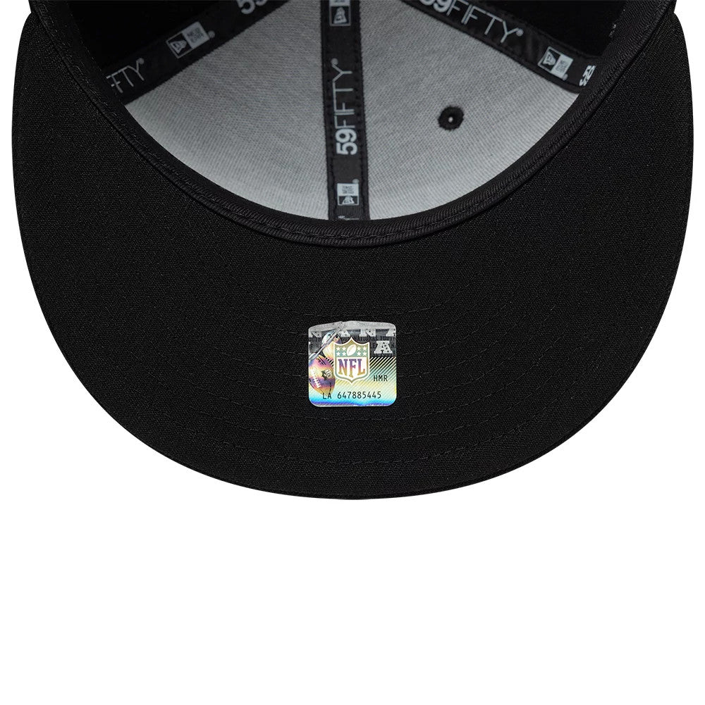 Pictured is this NFL Floral Las Vegas Raiders 59FIFTY Fitted cap in black. 7