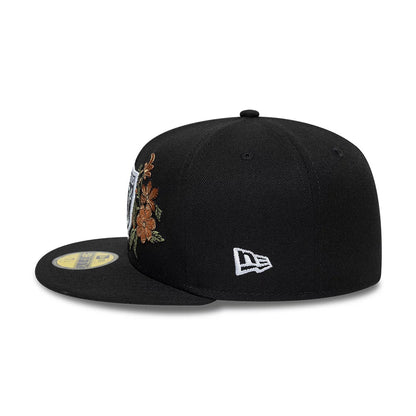 Pictured is this NFL Floral Las Vegas Raiders 59FIFTY Fitted cap in black. 5