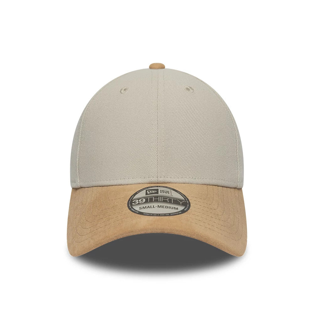 Pictured is this New Era Suede Visor 39THIRTY Stretch Fit cap in light beige. 2