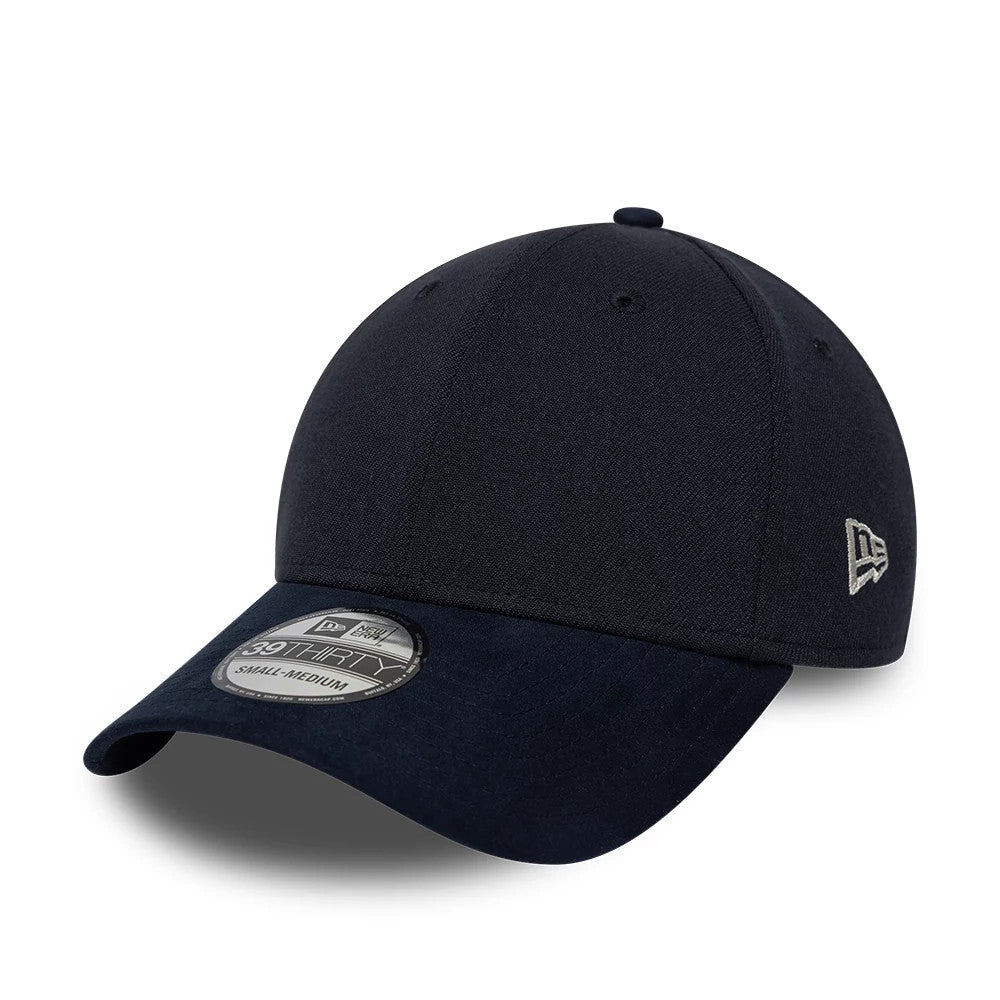 Pictured is this New Era Suede Visor 39THIRTY Stretch Fit cap in navy. 1