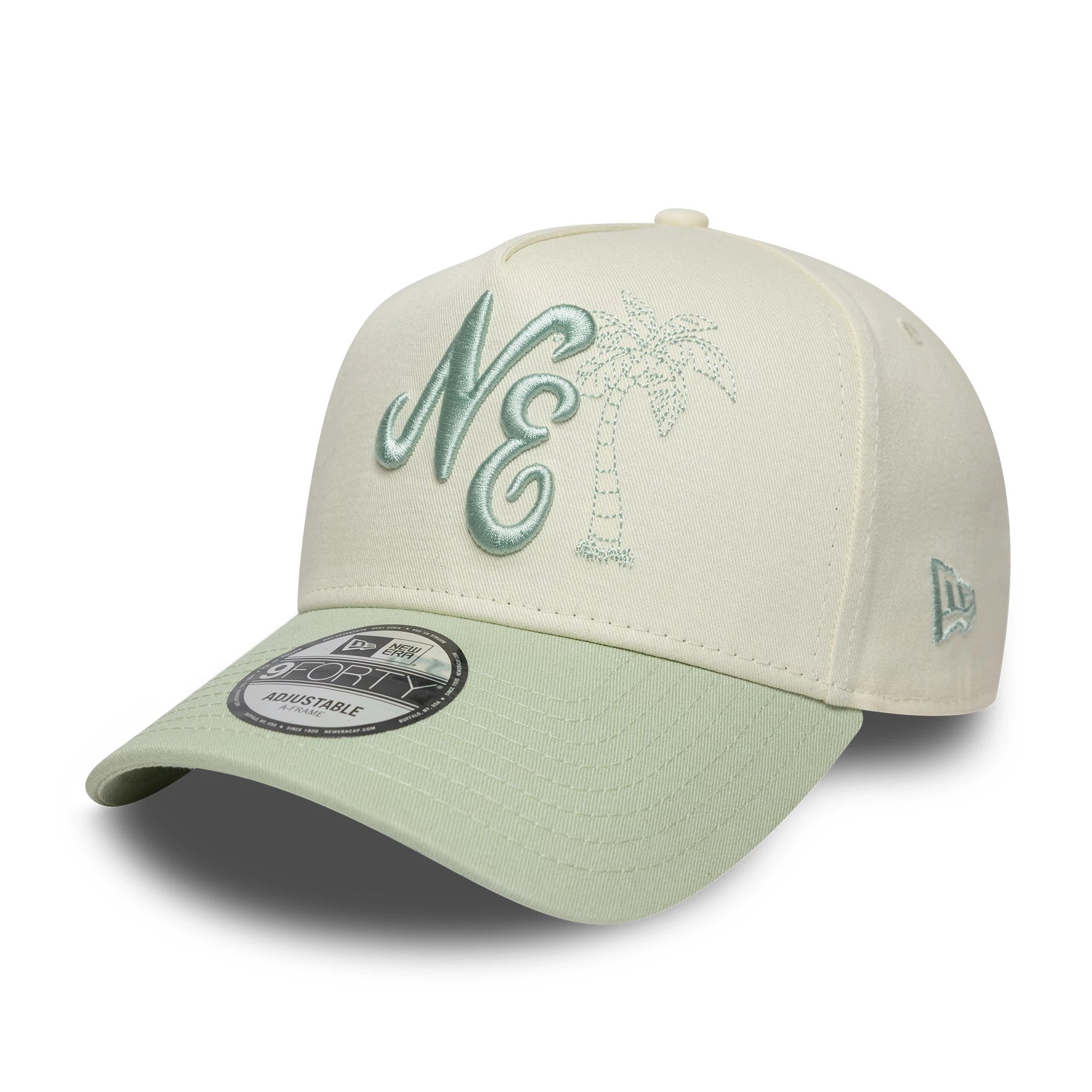 Pictured is this New Era Icon E-Frame Brand New Era 9FORTY A-Frame cap in white. 1