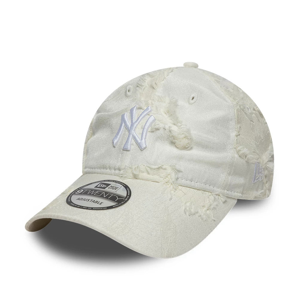 Pictured is this MLB Frayed New York Yankees 9TWENTY cap in light beige. 1
