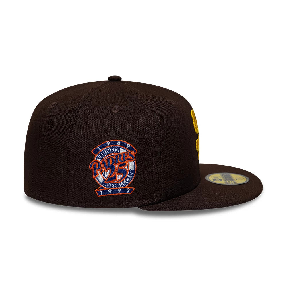 Pictured is this MLB Cooperstown San Diego Padres 59FIFTY Fitted cap in dark brown. 5
