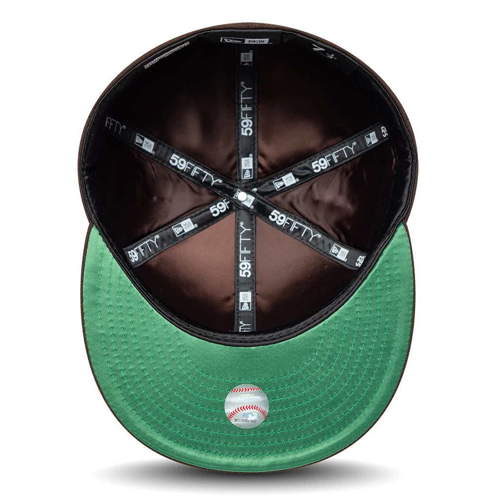 Pictured is this MLB Cooperstown San Diego Padres 59FIFTY Fitted cap in dark brown. 2