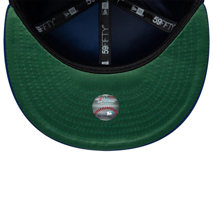 Pictured is this MLB Cooperstown Toronto Blue Jays 59FIFTY Fitted cap in blue. 2