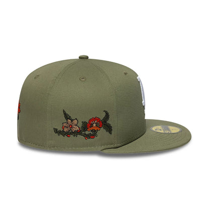 Pictured is this MLB Floral LA Dodgers 59FIFTY Fitted cap in dark green. 6