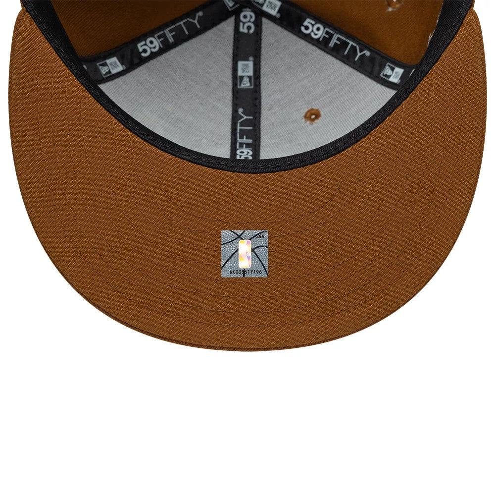 Pictured is this NBA Floral LA Lakers 59FIFTY Fitted cap in brown. 7