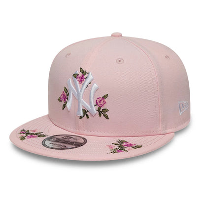 Pictured is this MLB Floral New York Yankees 9FIFTY Snapback cap in pastel pink. 1