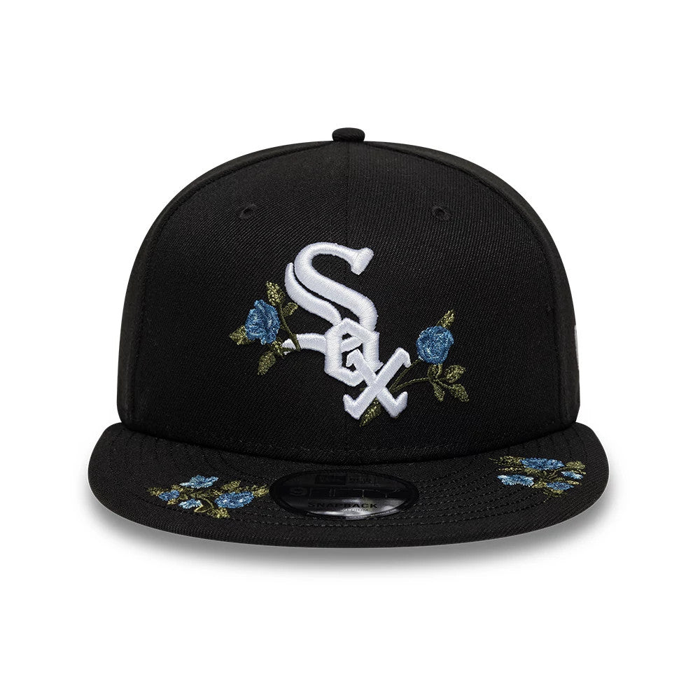 Pictured is this MLB Floral Chicago White Sox 9FIFTY Snapback cap in black. 3