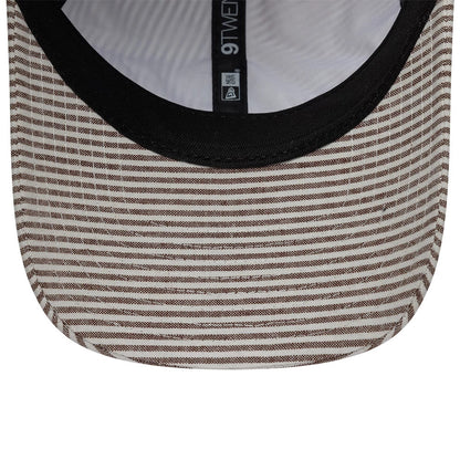 Pictured is this New Era Stripe 9TWENTY cap in beige and brown. 7
