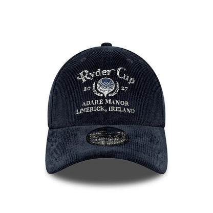 Pictured is this Ryder Cup 2027 Cord 39THIRTY Stretch Fit cap in navy. 2